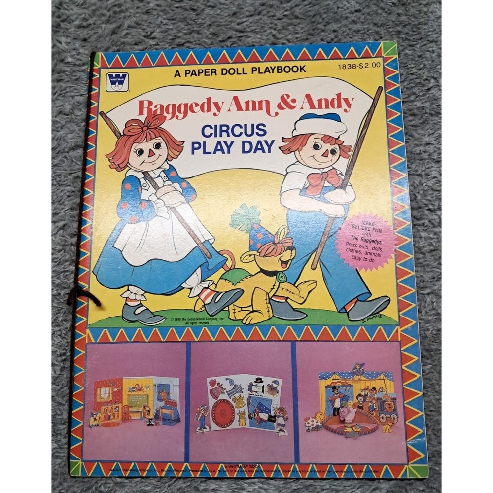 Vintage Whitman Raggedy Ann & Andy Circus Play Day Paper Dolls & Coloring Books - Picture 8 of 13